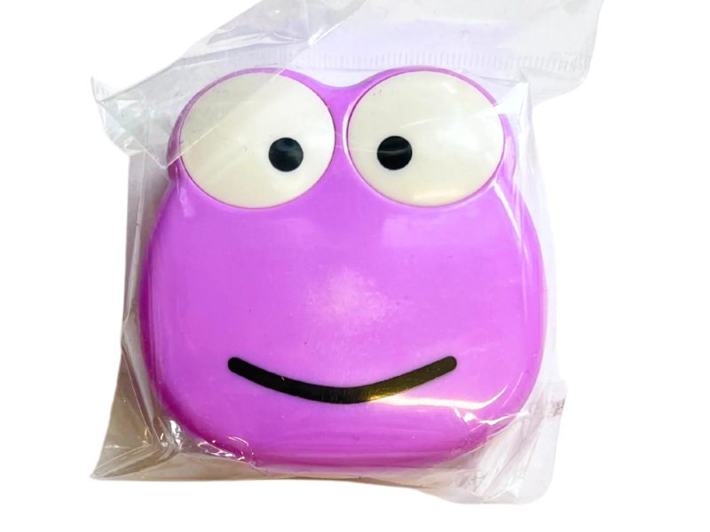 Set d'étui pour lentilles de contact avec figurine grenouille, Coloris : Violet