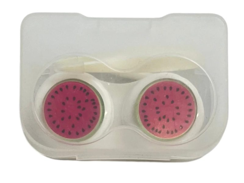 Kit de rangement pour lentilles de contact en forme de melon, Couleur : base blanche, rouge