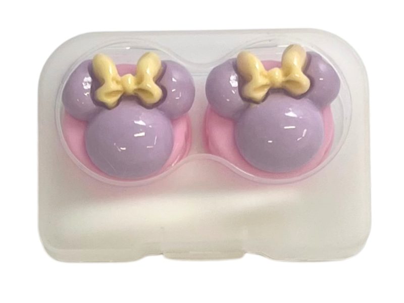 Kit de rangement pour lentilles de contact de la figurine Minnie, Couleur : base rose, violet, noeud jaune
