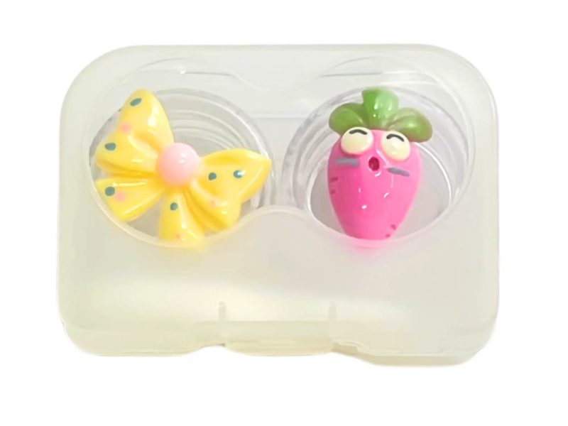 Kit de rangement pour lentilles de contact pour figurine Carrot Bow, Couleur : rose, jaune