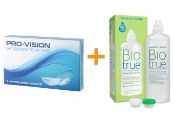   Pro-Vision (6 pcs) - lentilles de contact mensuelles jetables en silicone hydrogel + Biotrue (300 ml)