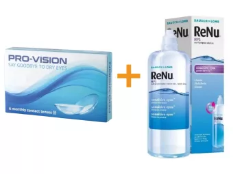   Pro-Vision (6 pcs) - lentilles de contact mensuelles jetables en silicone hydrogel + ReNu MultiPlus (360 ml)