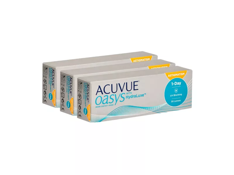 Acuvue Oasys 1-Day For Astigmatism With Hydraluxe (90 lentilles)